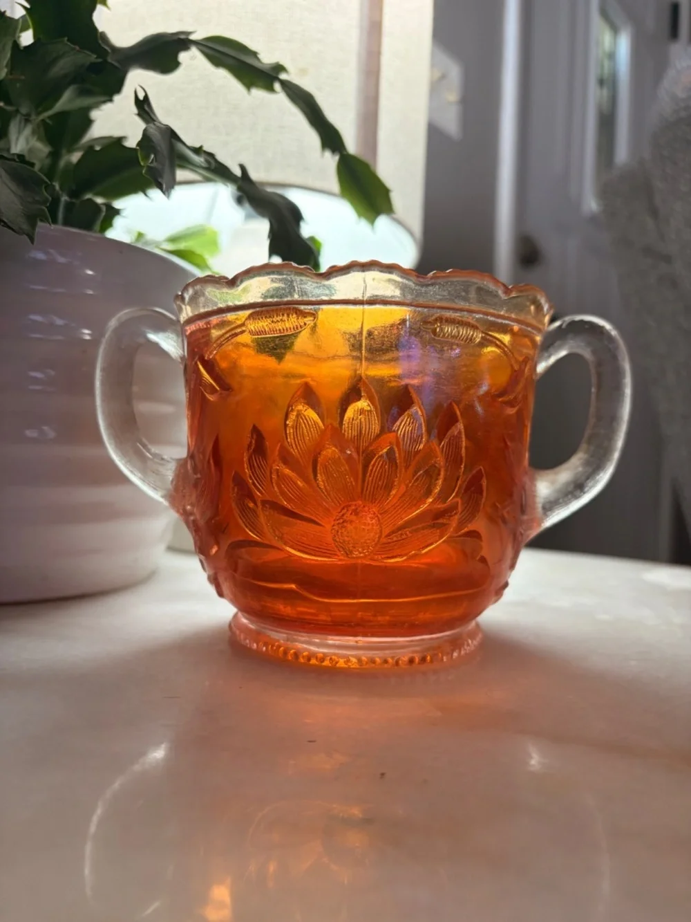✨ Gorgeous Vintage Fenton Marigold Carnival Glass Creamer & Sugar Bowl Set ✨
